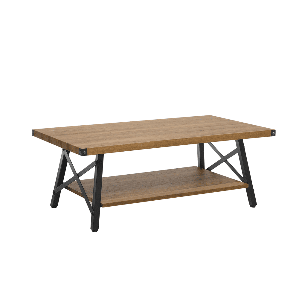 Beliani Konferenčný stolík tmavé drevo 100 x 55 cm CARLIN